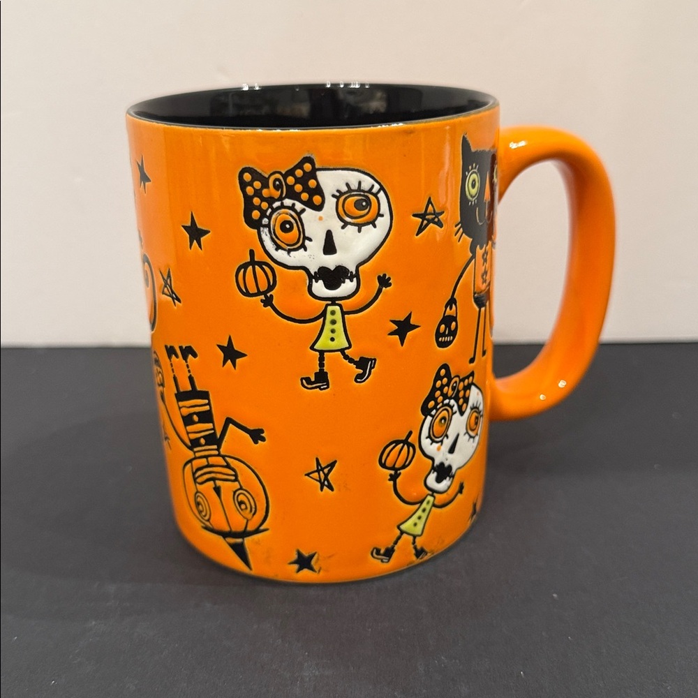 Spectrum Designz Orange Halloween Skull Cat pumpkin Mug 2025- NEW